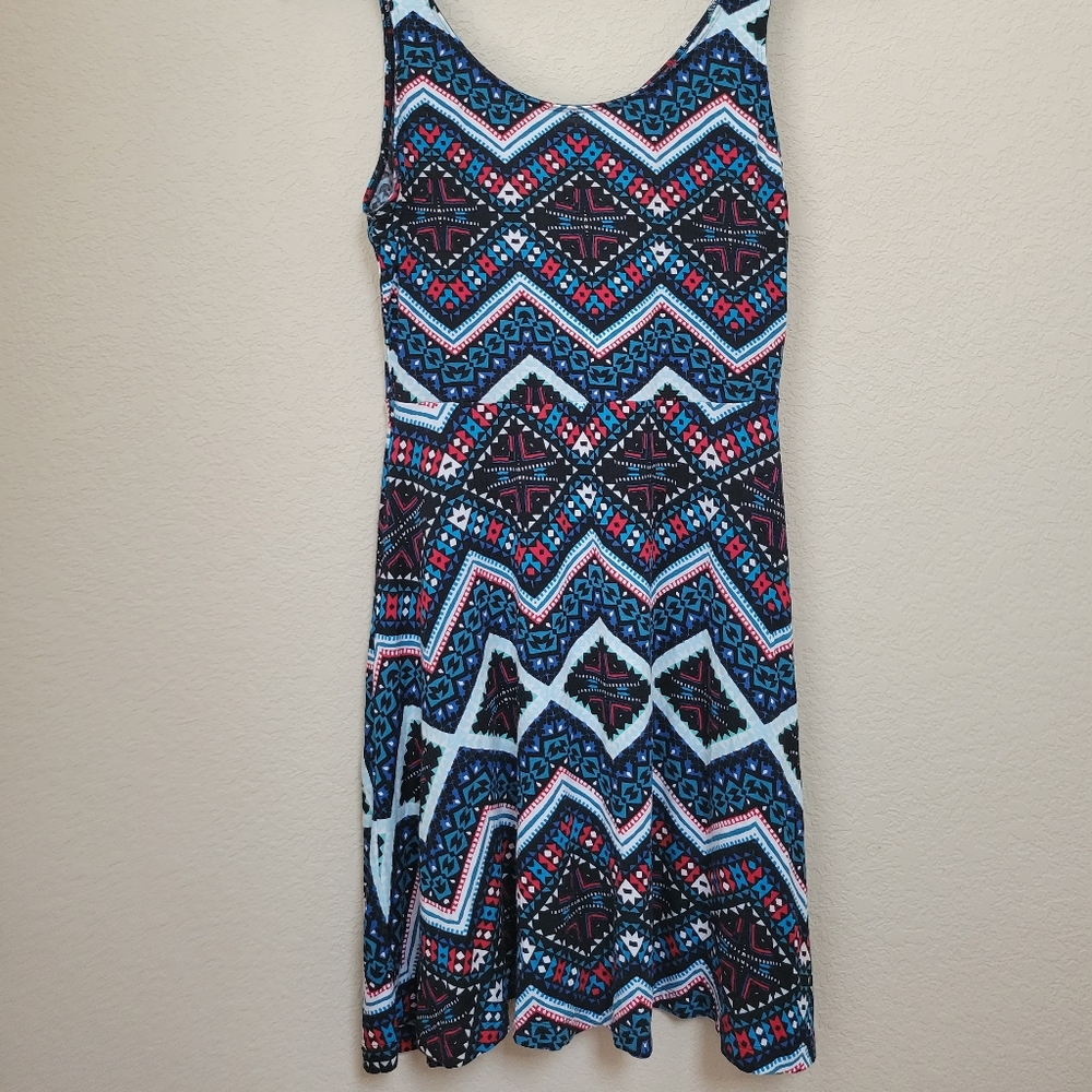 Express Aztec Boho Fit 'n Flare Skater Dress